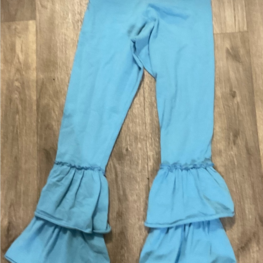 Eleanor Rose Sky Blue Ruffled Leggings